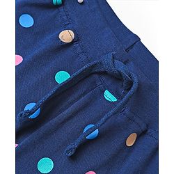 Babyhug Single Jersey Knit Full Length Lounge Pant With Polka Dots & Text Print Pack Of 2 - Pink & Navy Blue