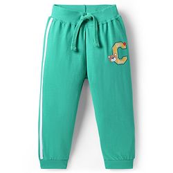Babyhug 100% Cotton Single Jersey Knit Full Length Lounge Pants With Animal Print Pack Of 2 - Navy Blue & Sea Green