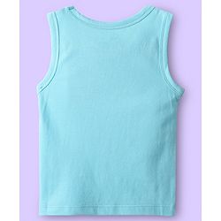 Babyhug 100% Cotton Knit Sleeveless Antibacterial Sando with Vehicle Print Pack of 3 - White Light Blue & Navy Blue