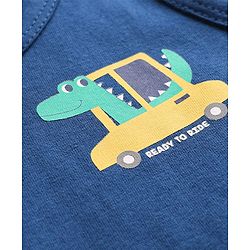 Babyhug 100% Cotton Single Jersey Knit Sleeveless Antibacterial Sando Vest with Stripe Design & Cars Print Pack of 3 - White Light Blue & Blue
