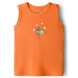 Babyhug 100% Cotton Knit Antibacterial Sando with Stripes Vehicle & Animal Print Pack of 5 - Blue Orange & Yellow