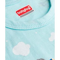 Babyhug 100% Cotton Knit Antibacterial Sando with Stripes Vehicle & Animal Print Pack of 5 - Blue Orange & Yellow