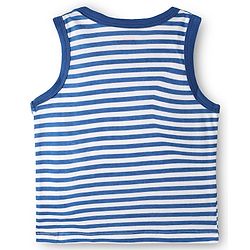 Babyhug 100% Cotton Knit Sleeveless Antibacterial Sando with Strips Stars & Shark Print Pack of 5 - Navy Blue & Orange
