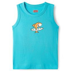Babyhug 100% Cotton Knit Sleeveless Antibacterial Sando with Strips Stars & Shark Print Pack of 5 - Navy Blue & Orange