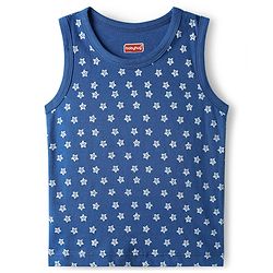 Babyhug 100% Cotton Knit Sleeveless Antibacterial Sando with Strips Stars & Shark Print Pack of 5 - Navy Blue & Orange