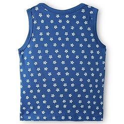 Babyhug 100% Cotton Knit Sleeveless Antibacterial Sando with Strips Stars & Shark Print Pack of 5 - Navy Blue & Orange