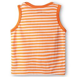 Babyhug 100% Cotton Knit Sleeveless Antibacterial Sando with Strips Stars & Shark Print Pack of 5 - Navy Blue & Orange