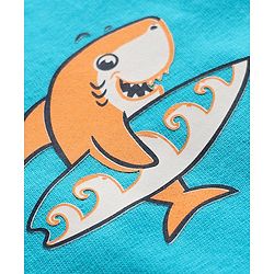 Babyhug 100% Cotton Knit Sleeveless Antibacterial Sando with Strips Stars & Shark Print Pack of 5 - Navy Blue & Orange