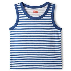 Babyhug 100% Cotton Knit Sleeveless Antibacterial Sando with Strips Stars & Shark Print Pack of 5 - Navy Blue & Orange