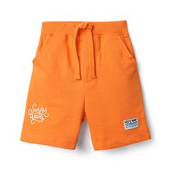 Babyhug Terry Knit Mid Thigh Length Shorts with Text Print - Orange