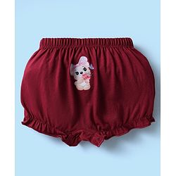 Babyhug 100% Knit Teddy Bear & Polka Dot Printed Bloomers Pack of 3 - White Pink & Maroon