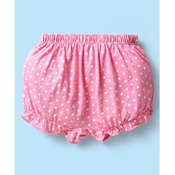 Babyhug 100% Knit Teddy Bear & Polka Dot Printed Bloomers Pack of 3 - White Pink & Maroon