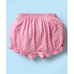 Babyhug 100% Knit Teddy Bear & Polka Dot Printed Bloomers Pack of 3 - White Pink & Maroon