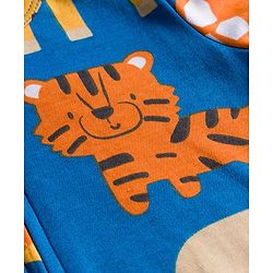 Babyhug Cotton Interlock Knit Full Sleeves Footed Sleep Suit with Animal Print - Blue