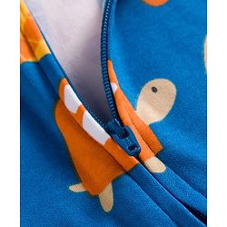 Babyhug Cotton Interlock Knit Full Sleeves Footed Sleep Suit with Animal Print - Blue