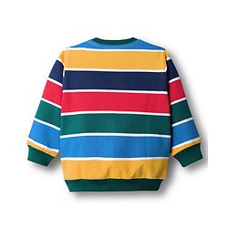 Babyhug Cotton Knit Full Sleeves Striped Pullover Sweatshirt with Tiger Print Pack of 2 - Navy Blue
