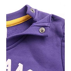 Babyhug Cotton Knit Full Sleeves Sweatshirt With Lion Graphics - Purple