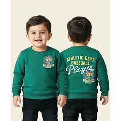 Babyhug Cotton Knit Full Sleeves Sweatshirt with Sporty Graphics - Green
