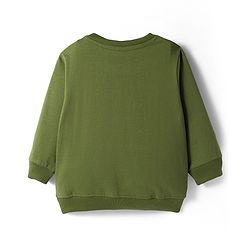 Babyhug Cotton Knit Full Sleeves Pullover Sweatshirt with Bear Graphic - Green