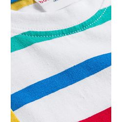 Babyhug Single Jersey Knit Half Sleeves T-Shirt & Shorts Set With Stripes & Vehicle Print - White & Navy Blue