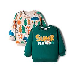 Babyhug Cotton Knit Full Sleeves Sweatshirts With Animal Graphics Pack of 2 - Green & Light Pink