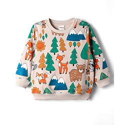 Babyhug Cotton Knit Full Sleeves Sweatshirts With Animal Graphics Pack of 2 - Green & Light Pink