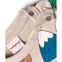 Babyhug Cotton Knit Full Sleeves Sweatshirts With Animal Graphics Pack of 2 - Green & Light Pink