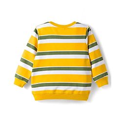 Babyhug Cotton Knit Full Sleeves Sweatshirts with Stripes & Adventure Text Print Pack of 2 - Yellow & Olive Green