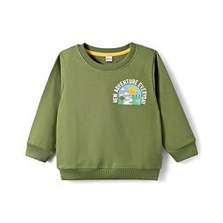 Babyhug Cotton Knit Full Sleeves Sweatshirts with Stripes & Adventure Text Print Pack of 2 - Yellow & Olive Green