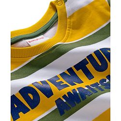 Babyhug Cotton Knit Full Sleeves Sweatshirts with Stripes & Adventure Text Print Pack of 2 - Yellow & Olive Green