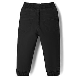 Babyhug Denim Full Length Jogger With Stretch & Animal Print - Black