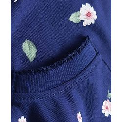 Babyhug Cotton Knit Full Sleeves Pullover Sweatshirt with Floral Print - Navy Blue