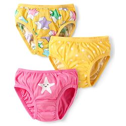 Babyhug 100% Cotton Polka Dots & Star Printed Panties Pack Of 3 - Yellow & Pink