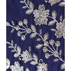 Babyhug Georgette Woven Three Fourth Sleeves Lehenga & Choli With Jacket Set Lace & Embroidery Detailing - Navy Blue