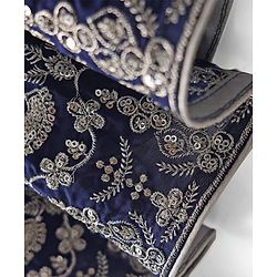 Babyhug Georgette Woven Three Fourth Sleeves Lehenga & Choli With Jacket Set Lace & Embroidery Detailing - Navy Blue