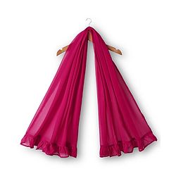 Babyhug Georgette Woven Frill Sleeves Lehenga Choli and Dupatta Set with Embroidery - Maroon