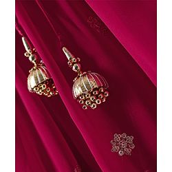 Babyhug Georgette Woven Frill Sleeves Lehenga Choli and Dupatta Set with Embroidery - Maroon