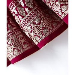 Babyhug Georgette Woven Frill Sleeves Lehenga Choli and Dupatta Set with Embroidery - Maroon