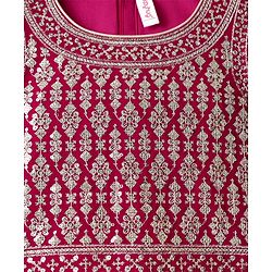 Babyhug Georgette Woven Frill Sleeves Lehenga Choli and Dupatta Set with Embroidery - Maroon