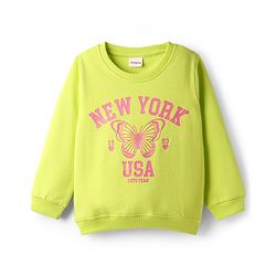 Babyhug Cotton Knit Full Sleeves Butterfly Printed Sweatshirts Pack of 2 - Light Green & Dark Pink