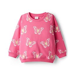 Babyhug Cotton Knit Full Sleeves Butterfly Printed Sweatshirts Pack of 2 - Light Green & Dark Pink