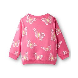 Babyhug Cotton Knit Full Sleeves Butterfly Printed Sweatshirts Pack of 2 - Light Green & Dark Pink
