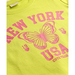 Babyhug Cotton Knit Full Sleeves Butterfly Printed Sweatshirts Pack of 2 - Light Green & Dark Pink