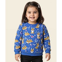 Babyhug Cotton Knit Full Sleeves Sweatshirts With Bunny Graphics Pack of 2 - Pink & Blue