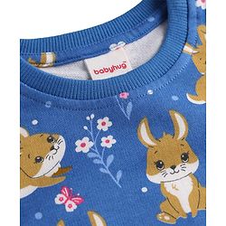 Babyhug Cotton Knit Full Sleeves Sweatshirts With Bunny Graphics Pack of 2 - Pink & Blue