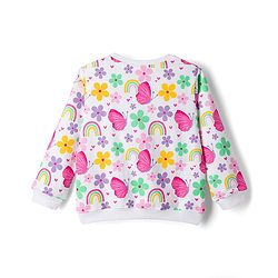 Babyhug Cotton Knit Full Sleeves Sweatshirts With Floral & Butterfly Graphics Pack of 2 - Navy Blue & White