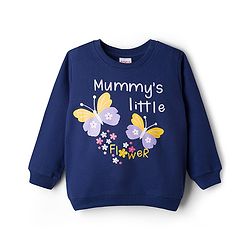 Babyhug Cotton Knit Full Sleeves Sweatshirts With Floral & Butterfly Graphics Pack of 2 - Navy Blue & White