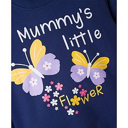 Babyhug Cotton Knit Full Sleeves Sweatshirts With Floral & Butterfly Graphics Pack of 2 - Navy Blue & White