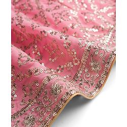 Babyhug Woven Flutter Sleeves Choli Lehenga & Dupatta Set With Sequin Detailing - Pink