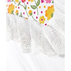 Babyhug Cotton Knit Full Sleeves Sweatshirt with Floral Print & Frill Detailing - White